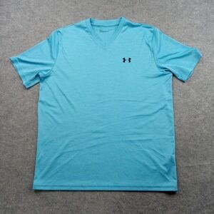 Under Armour Shirt Mens Large Blue V Neck Loose‎ Fit Performance Athletic